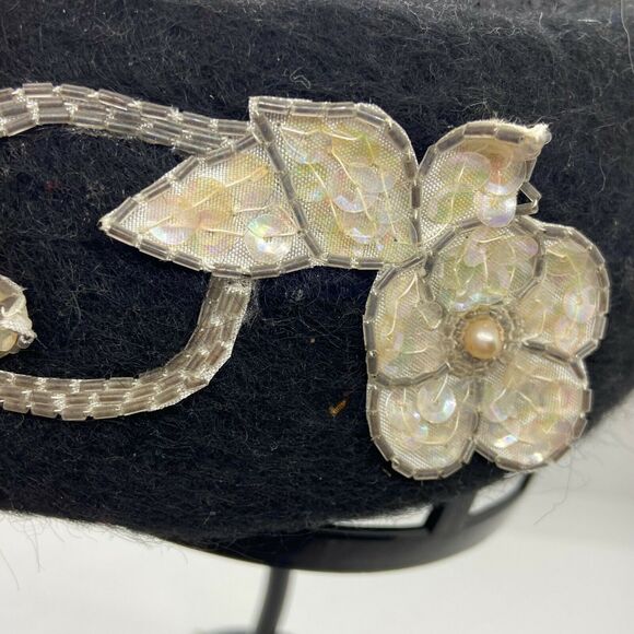 Pillbox Classic Hat Vintage 1950s Shagfelt Womens Black Felted Fur Fitted Retro - Picture 6 of 16